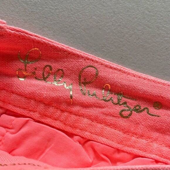 Lilly Pulitzer Neon Orange Linen Shorts Size 00 | Summer Resort Preppy - Picture 11 of 15